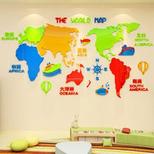 Load image into Gallery viewer, Creative INS world map DIY Children's room bedroom home living room TV background wall decoration 3D acrylic wall stickers