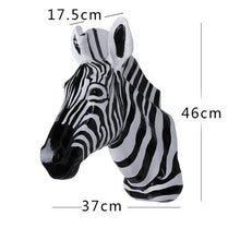 Load image into Gallery viewer, Creative Simulation Zebra Head Figurine Wall Decoration 3D Animal Resin Horse Art Sculpture Home Wall Hanging Decoration R2685