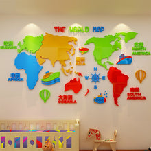 Load image into Gallery viewer, Creative INS world map DIY Children's room bedroom home living room TV background wall decoration 3D acrylic wall stickers
